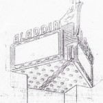 Sketch for Aladdin Marquee Neon, c. 1951
